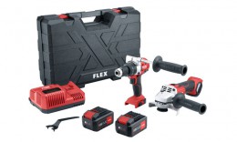FLEX 18 V PD2G 18ECFC,L125 18ECBC/5.0BS Brushless combi drill and angle grinder with 12/18 V rapid charger and two 5.0 A £269.95